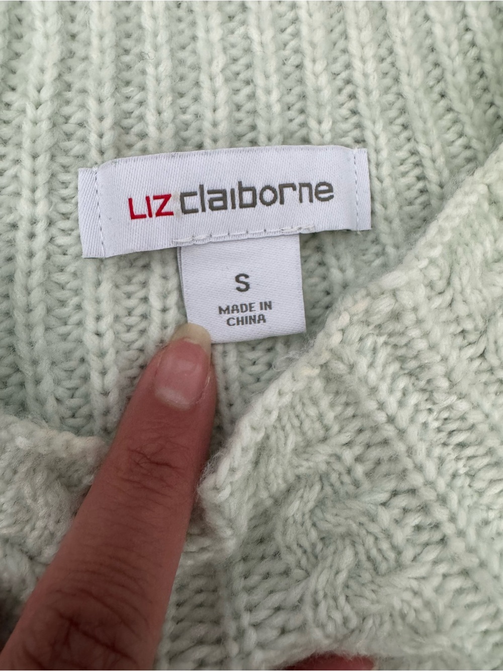 Liz Claiborne Soft Mint Green Ribbed Knit Sweater